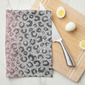 Elegant Roos Gold Silver Glitter Leopard Print Theedoek (Quarter Fold)