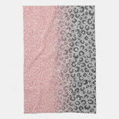 Elegant Roos Gold Silver Glitter Leopard Print Theedoek (Verticaal)