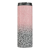 Elegant Roos Gold Silver Glitter Leopard Print Thermosbeker (Achterkant)