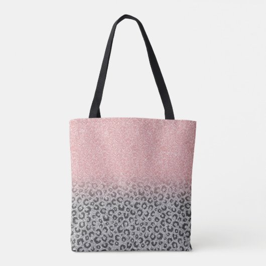 Elegant Roos Gold Silver Glitter Leopard Print Tote Bag (Achterkant)