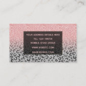 Elegant Roos Gold Silver Glitter Leopard Print Visitekaartje (Achterkant)