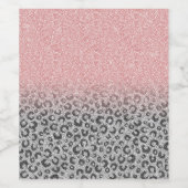 Elegant Roos Gold Silver Glitter Leopard Print Wijn Etiket (Enkel label)