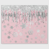 Elegant Roos Gold Silver-kerstsnowflakes Cadeaupapier (Vlak)