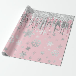 Elegant Roos Gold Silver-kerstsnowflakes Cadeaupapier
