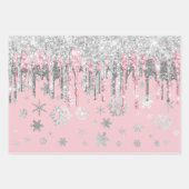 Elegant Roos Gold Silver-kerstsnowflakes Inpakpapier Vel (Voorkant 3)