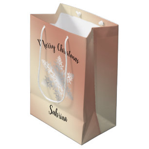 Elegant roos gold Silver Merry Kerstsnowflak Medium Cadeauzakje