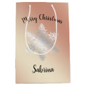 Elegant roos gold Silver Merry Kerstsnowflak Medium Cadeauzakje (Voorkant)