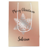Elegant roos gold Silver Merry Kerstsnowflak Medium Cadeauzakje (Achterkant)