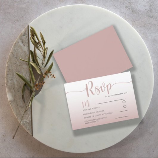 Elegant Roos Gold Simple RSVP Weddenschap