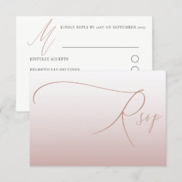 Elegant Roos Gold Simple RSVP Weddenschap Kaartje