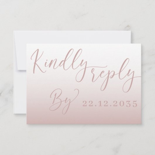 Elegant Roos Gold Simple RSVP Weddenschap Kaartje (Voorkant)