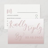 Elegant Roos Gold Simple RSVP Weddenschap Kaartje (Voorkant / Achterkant)