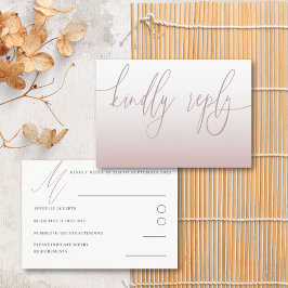 Elegant Roos Gold Simple RSVP Weddenschap Kaartje
