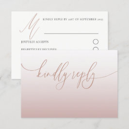 Elegant Roos Gold Simple RSVP Weddenschap Kaartje