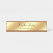 Elegant Roos Gold Sjabloon Handmatige script tekst Bureau Naambordje (Voorkant)