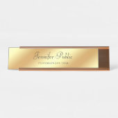 Elegant Roos Gold Sjabloon Handmatige script tekst Bureau Naambordje (Voorkant)