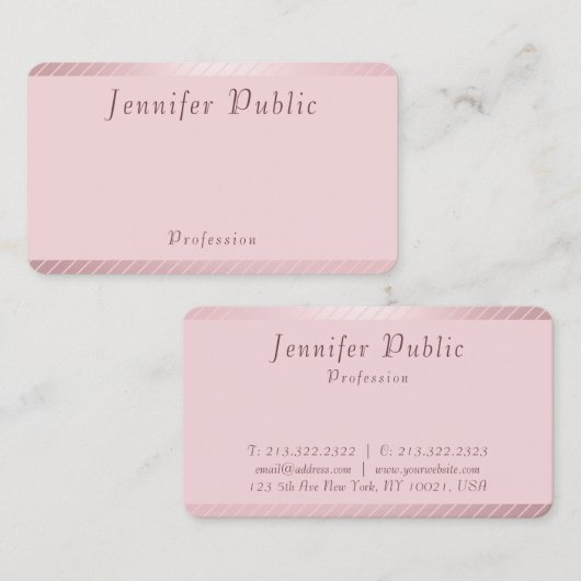 Elegant Roos Gold Sjabloon Moderne Trendy Simple Visitekaartje (Voorkant / Achterkant)