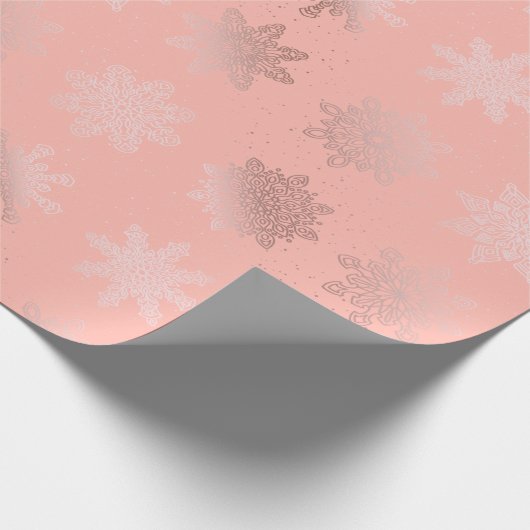 Elegant Roos Gold Snowflake-kerstpatroon Cadeaupapier (Hoek)