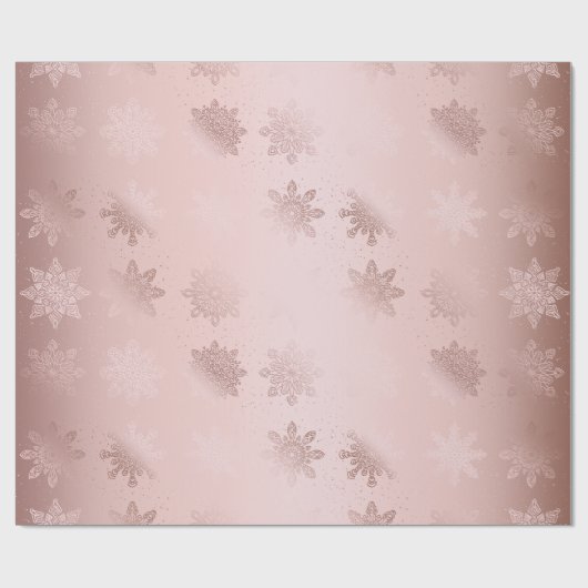 Elegant Roos Gold Snowflake-kerstpatroon Cadeaupapier (Vlak)