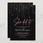 Elegant Roos Gold Sparking Ze deed het Afstuderen Kaart (Voorkant / Achterkant)