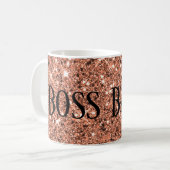 Elegant Roos Gold Sparkle Glitter Boss Babe Black Koffiemok (Voorkant links)