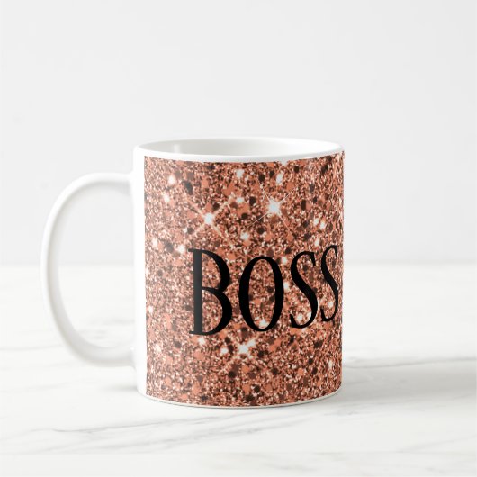 Elegant Roos Gold Sparkle Glitter Boss Babe Black Koffiemok (Links)