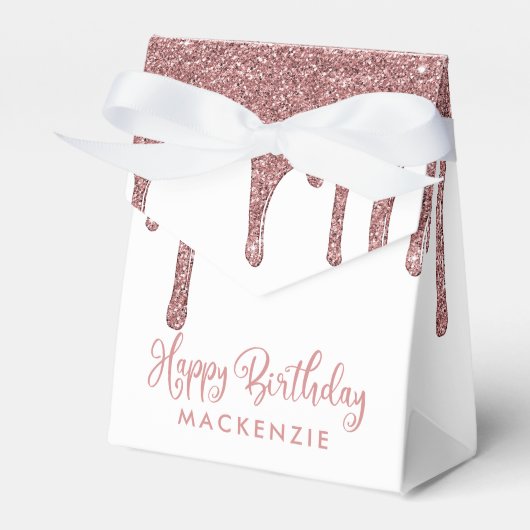 Elegant Roos Gold Sparkle Glitter Drift Birthday Bedankdoosjes (Voorkant Zijde)