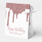 Elegant Roos Gold Sparkle Glitter Drift Birthday Bedankdoosjes (Achterkant)