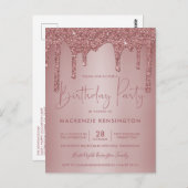 Elegant Roos Gold Sparkle Glitter Drift Birthday Briefkaart (Voorkant / Achterkant)