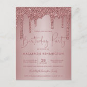 Elegant Roos Gold Sparkle Glitter Drift Birthday Briefkaart (Voorkant)