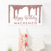 Elegant Roos Gold Sparkle Glitter Drift Birthday Spandoek (Insitu)