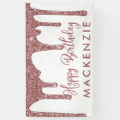 Elegant Roos Gold Sparkle Glitter Drift Birthday Spandoek (Verticaal)