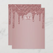 Elegant Roos Gold Sparkle Glitter Drift Monogram (Voorkant / Achterkant)