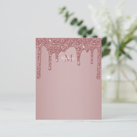 Elegant Roos Gold Sparkle Glitter Drift Monogram (Staand voorkant)