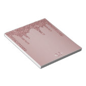 Elegant Roos Gold Sparkle Glitter Drift Monogram Notitieblok (Schuin)