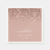 Elegant Roos Gold Sparkle Glitter Name Script Servet (Voorkant)