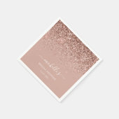 Elegant Roos Gold Sparkle Glitter Name Script Servet (Hoek)