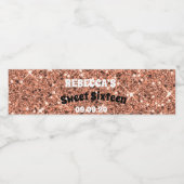 Elegant Roos Gold Sparkle Glitter Waterfles Etiket (Enkel label)