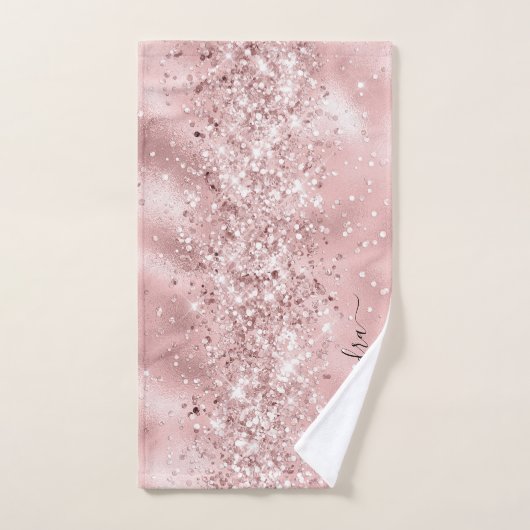 Elegant Roos Gold Sparkly Glitter Custom Chic Bad Handdoek (Handdoek)