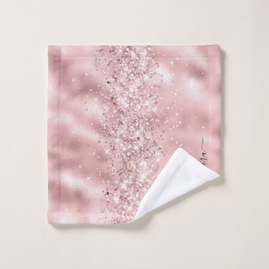 Elegant Roos Gold Sparkly Glitter Custom Chic Bad Handdoek (Wasdoekje)