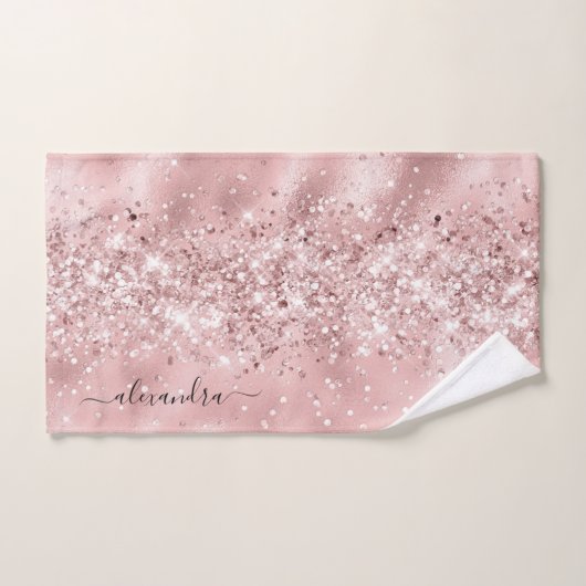 Elegant Roos Gold Sparkly Glitter Custom Chic Bad Handdoek (Handdoek)