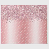 Elegant Roos Gold Sparkly Glitter Pink Aangepast Cadeaupapier (Vlak)