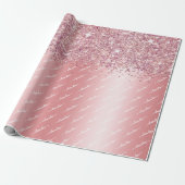 Elegant Roos Gold Sparkly Glitter Pink Aangepast Cadeaupapier (Uitgerold)