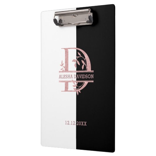 Elegant Roos Gold Split Custom Monogram A B C D Klembord (Links)