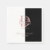 Elegant Roos Gold Split Custom Monogram A B C D Servet (Voorkant)