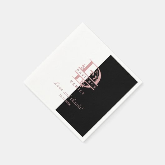 Elegant Roos Gold Split Custom Monogram A B C D Servet (Hoek)