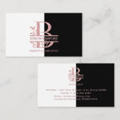 Elegant Roos Gold Split Custom Monogram Letter B Visitekaartje (Voorkant / Achterkant)