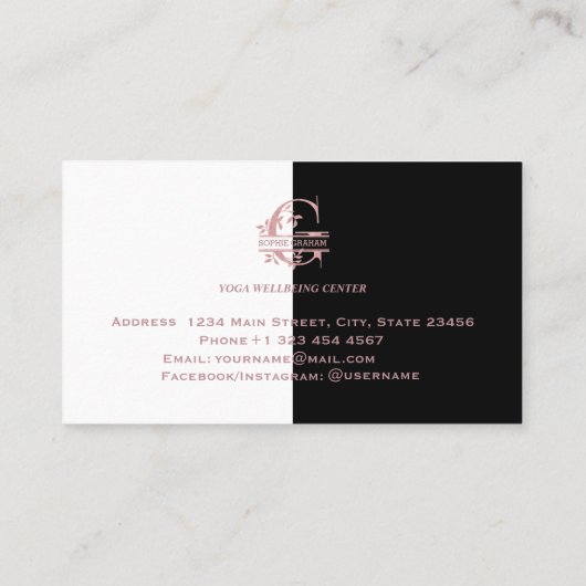 Elegant Roos Gold Split Custom Monogram Letter G Visitekaartje (Achterkant)