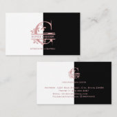 Elegant Roos Gold Split Custom Monogram Letter G Visitekaartje (Voorkant / Achterkant)