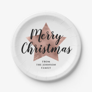 Elegant Roos Gold Star Christmas Papieren Bordje